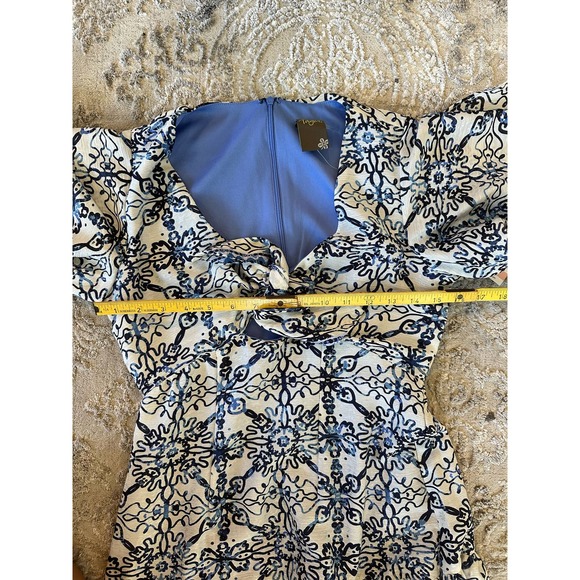 NWT Taylor Printed Flutter Sleeve Bodice Cut Out A-Line Dress Sz 2 - Picture 12 of 12